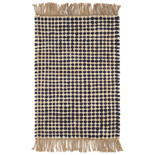 Kuba Black Woven Jute Rug. Top view.