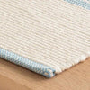 La Mirada Asiatic Blue Woven Cotton Rug corner detail. Close-up detail view.