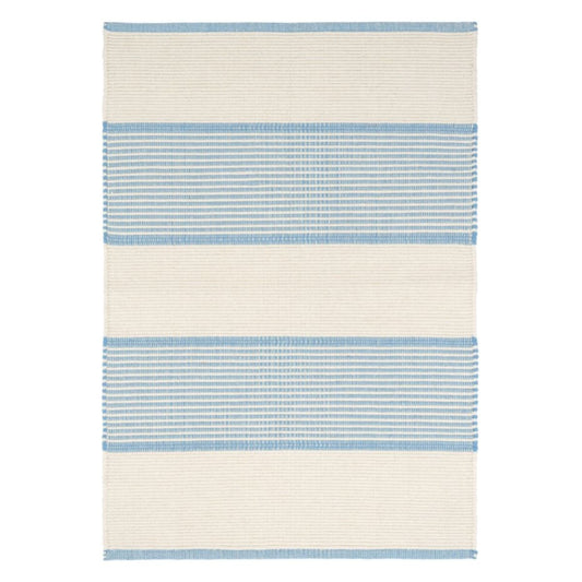 La Mirada Asiatic Blue Woven Cotton Rug. Top view.