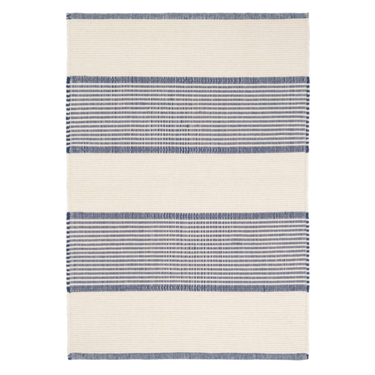 La Mirada Navy Woven Cotton Rug. Top view.