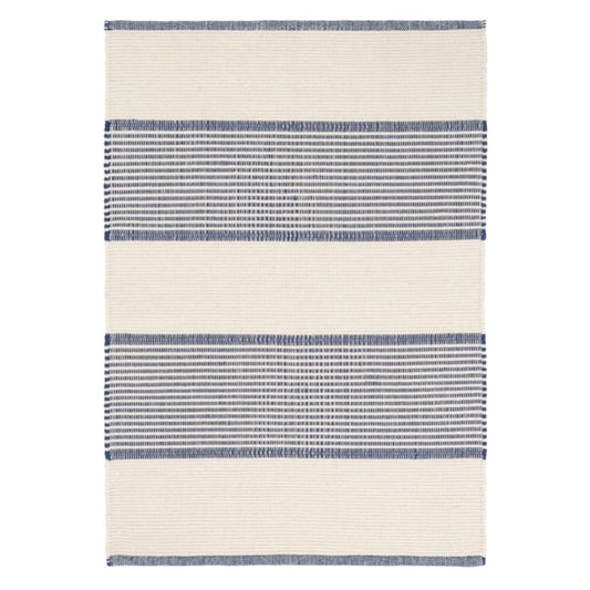 La Mirada Navy Woven Cotton Rug. Top view.