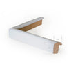 White frame. 0.625" wide and 1.25" thick. Close-up detail view.