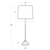 Parasol Table Lamp with dimensions. Dimension view.