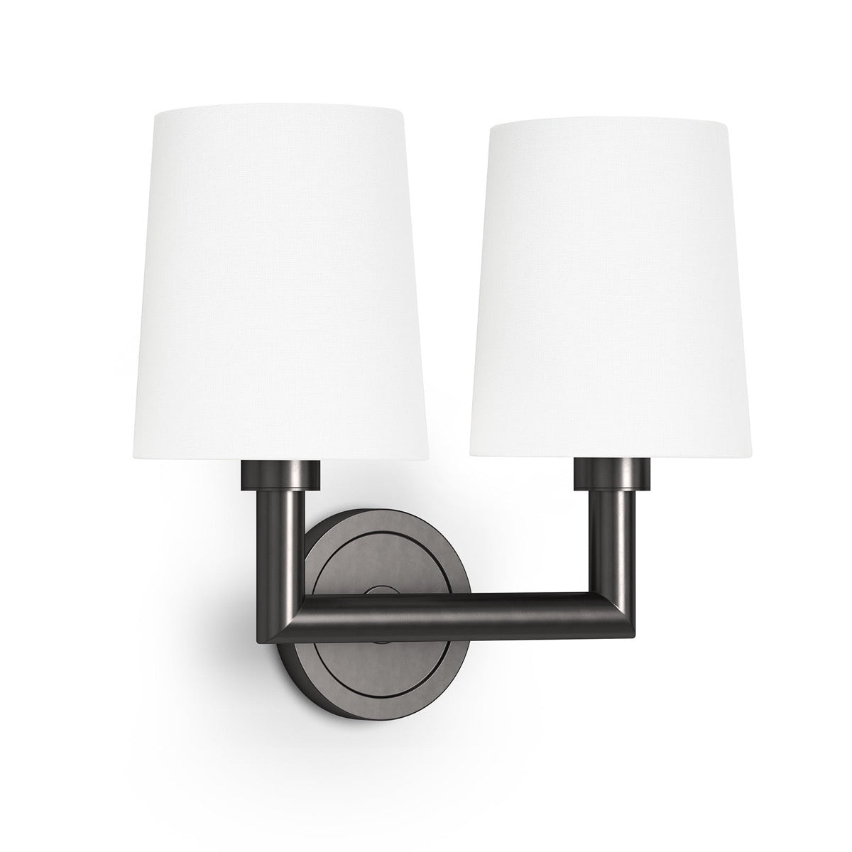 Legend Double Sconce Natural Brass. Front view.