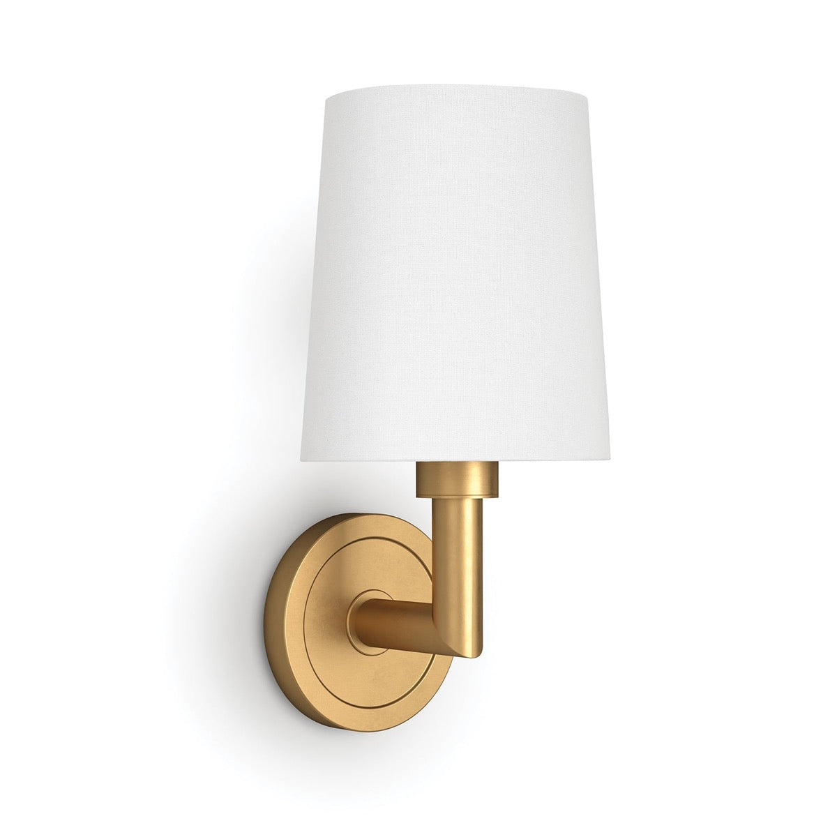Legend Single Sconce Natural Brass. Front view.