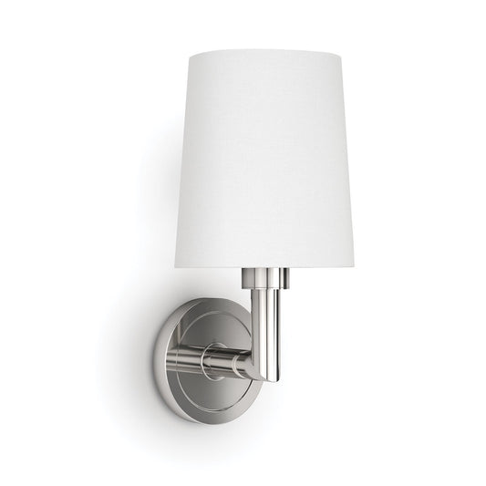 Legend Single Sconce Polished Nickel. Front view.