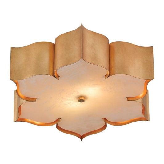 Lotus Flush Mount. Gold Leaf. Bottom up view.