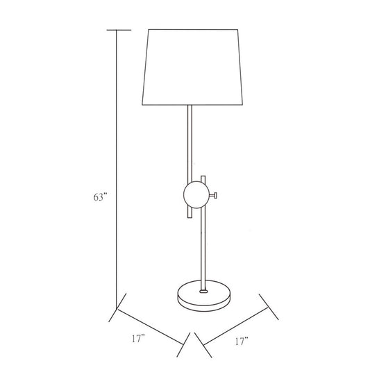 Lucy Floor Lamp with dimensions. 17" L x 17" W x 63" H. Dimensions view.