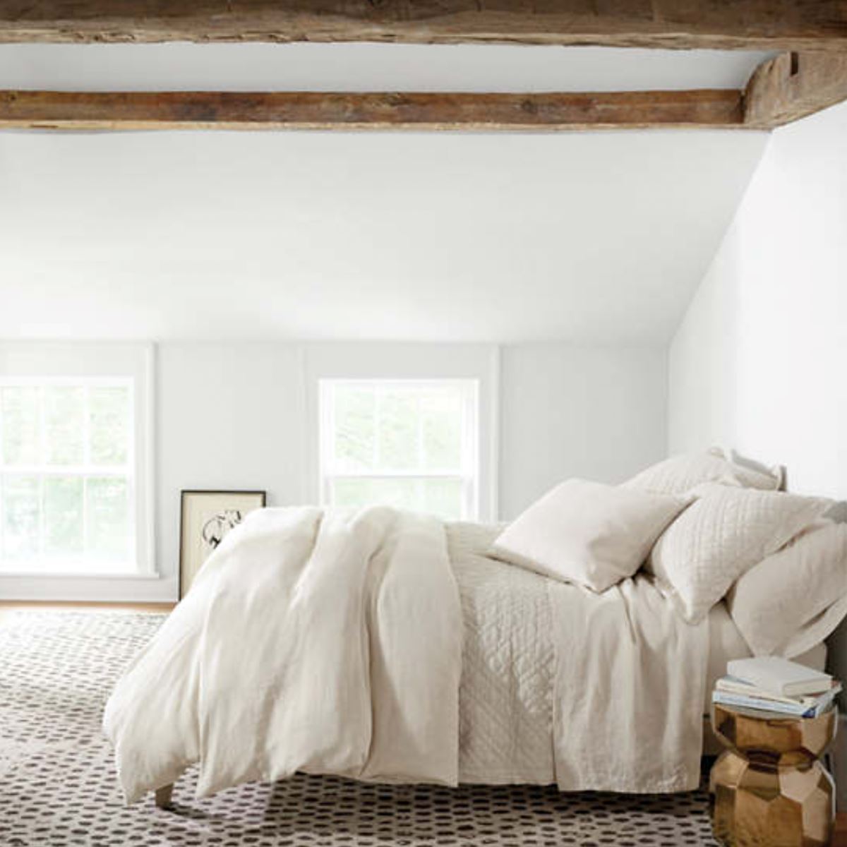 Lush Linen Ivory Duvet Cover styled in a neutral bedroom. Styled view.