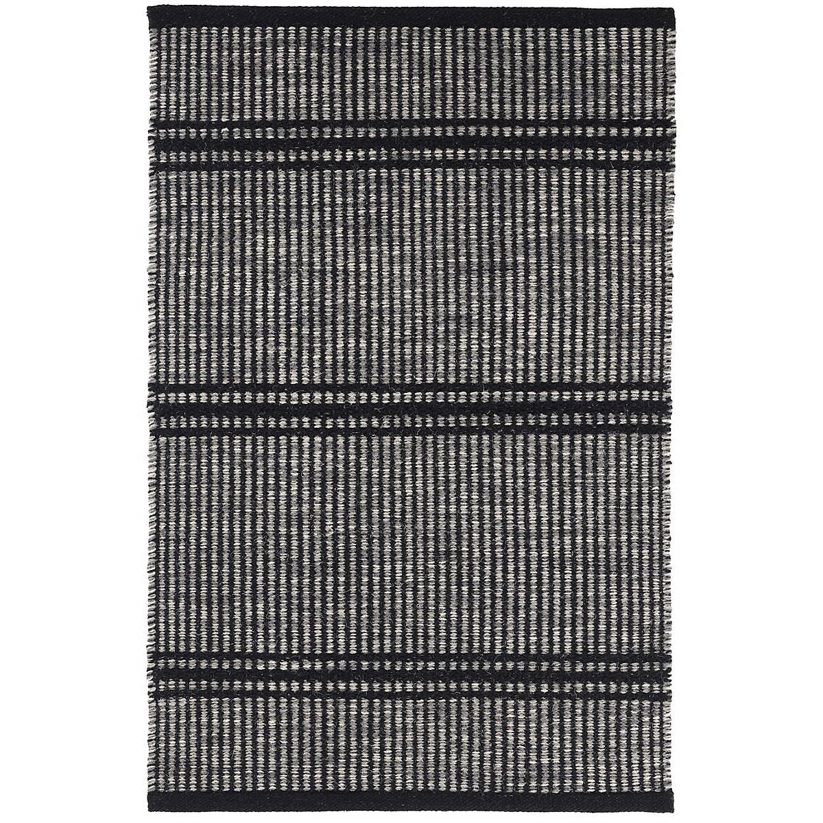 Malta Black Woven Wool Rug RUGS