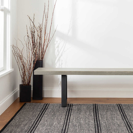 Malta Black Woven Wool Rug RUGS