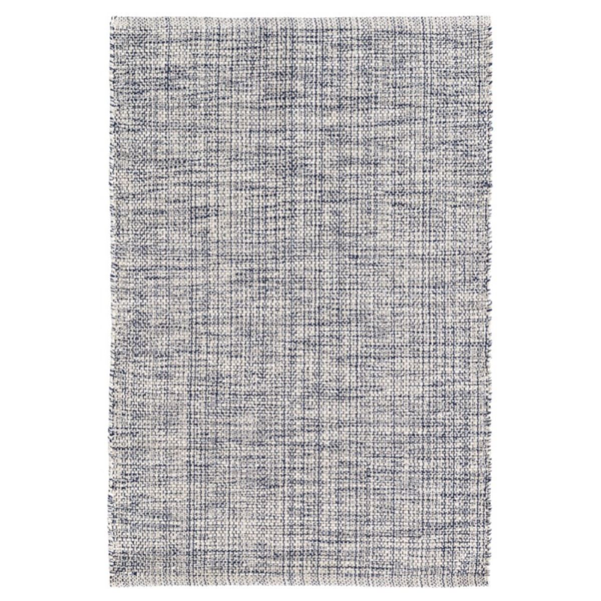Marled Indigo Woven Cotton Rug. Top view.