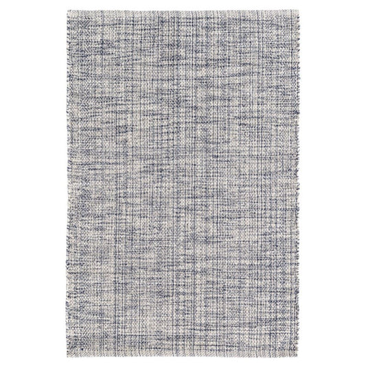 Marled Indigo Woven Cotton Rug. Top view.