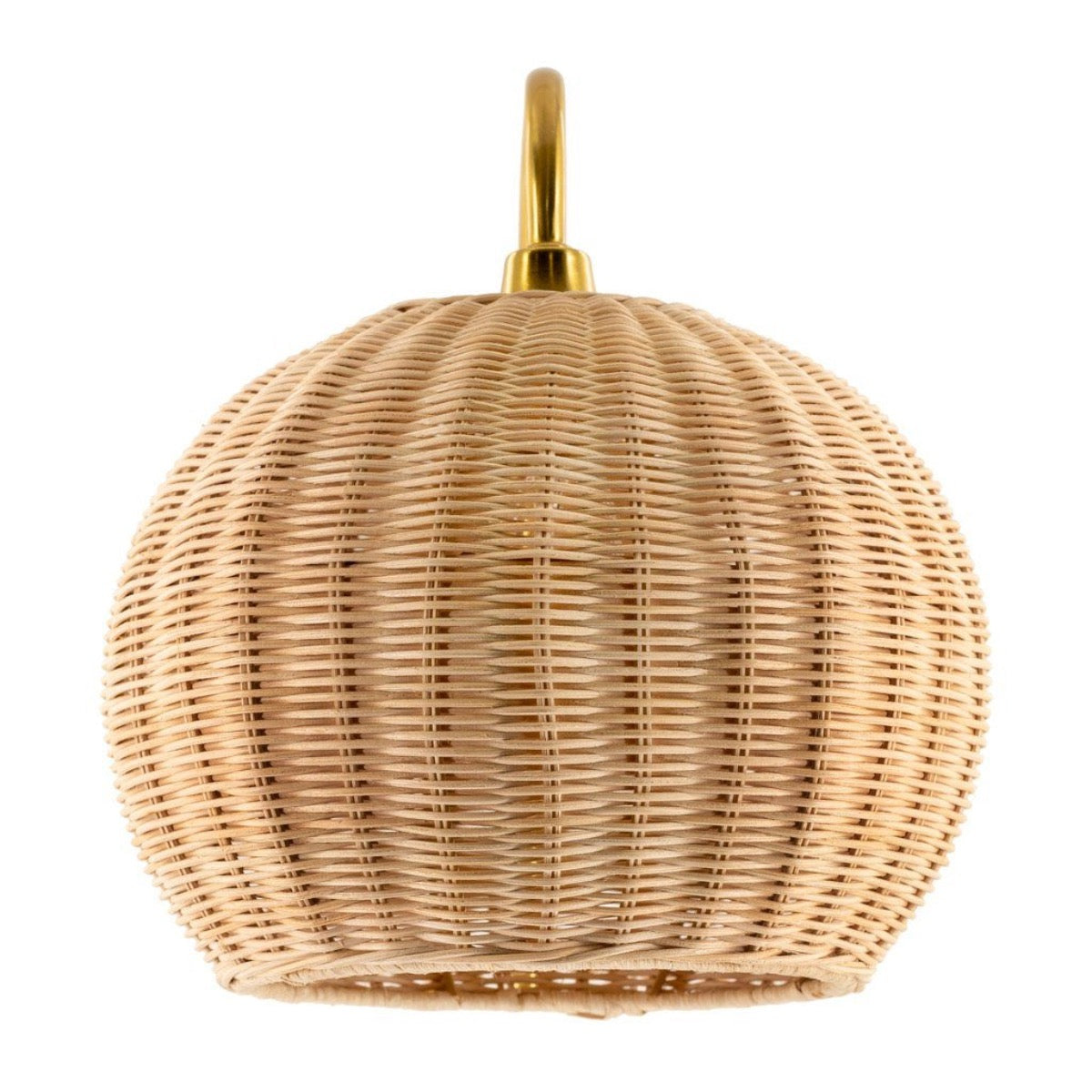 Marnie Rattan Wall Sconce OFF. Front view.