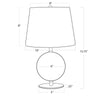 Megan Table Lamp with dimensions. Dimension view.