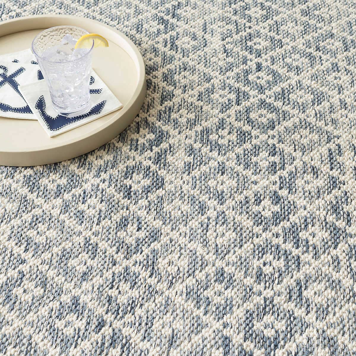 Melange Diamond Blue Woven Cotton Rug Rugs