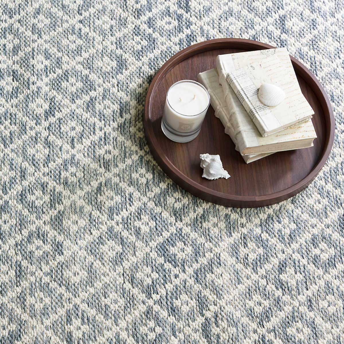 Melange Diamond Blue Woven Cotton Rug Rugs