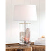 Magelian Glass Table Lamp styled with beach decor and books. Styled view.