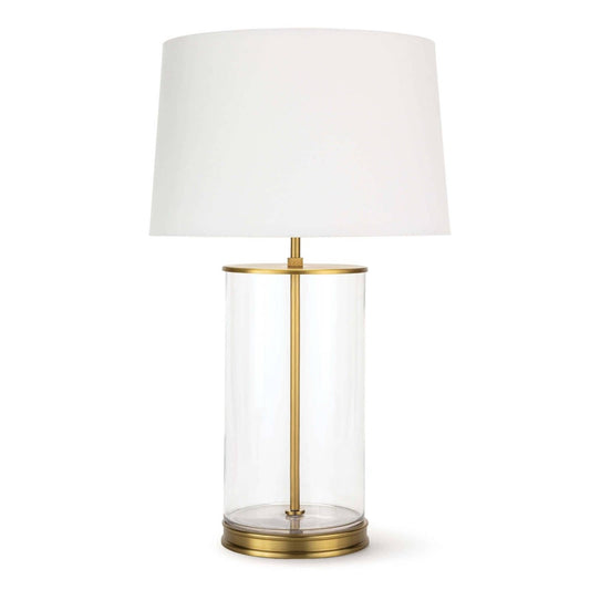 Magelian Glass Table Lamp Natural Brass. Front view.