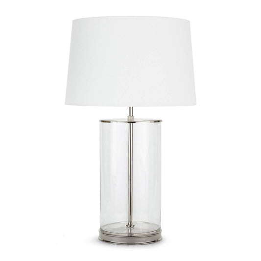 Magelian Glass Table Lamp Polished Nickel. Front view.