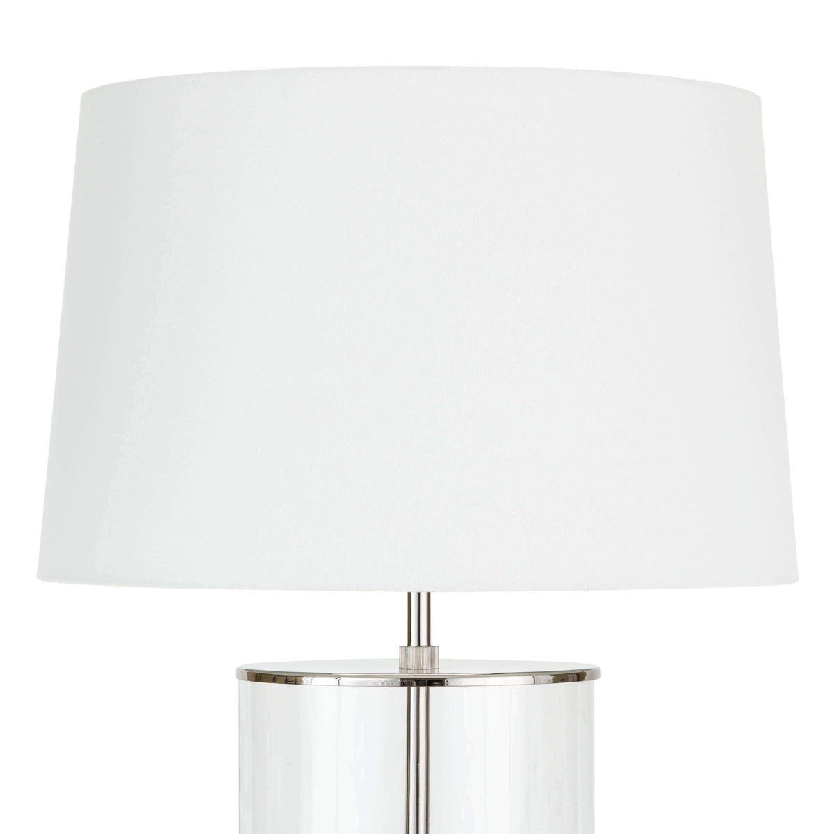 Magelian Glass Table Lamp Polished Nickel shade. Detail view.