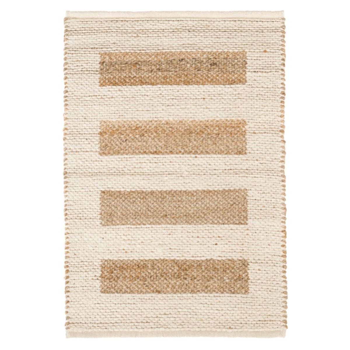 Milo Ivory Woven Jute/Cotton Rug. Top view.