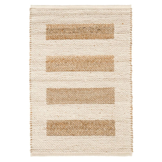 Milo Ivory Woven Jute/Cotton Rug. Top view.