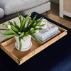 More Beautiful: All American Decoration styled on a rattan tray with florals. Styled view./
