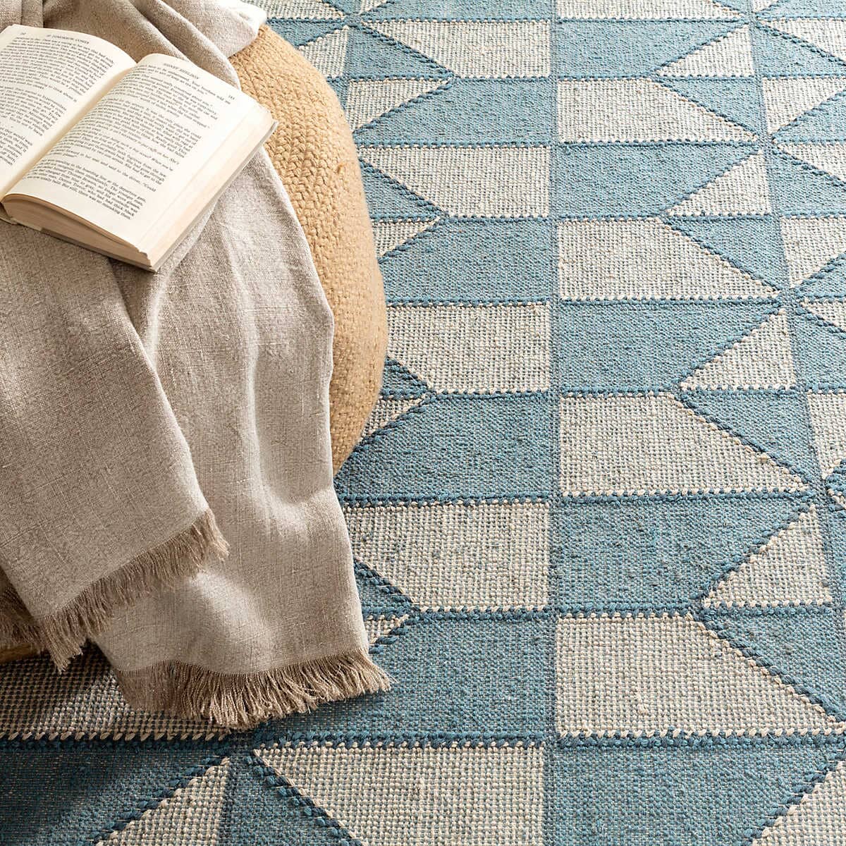 Ojai Blue Loom Knotted Cotton Rug Rugs 