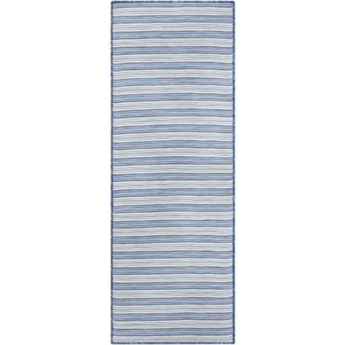 Portland Runner Outdoor Rug - Blue. Top view.