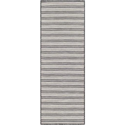 Portland Runner Outdoor Rug - Charcoal. Top view.