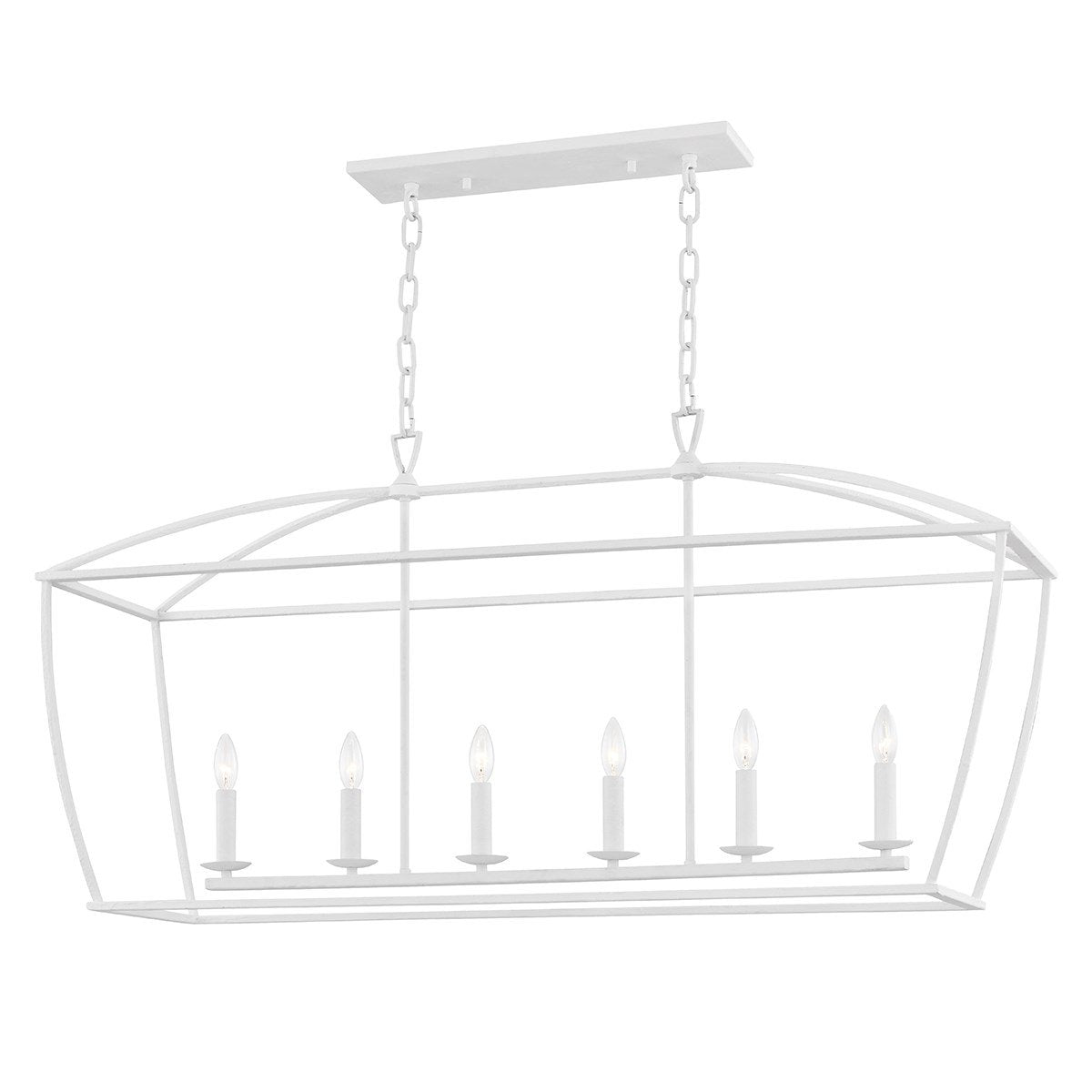 Quinn Chandelier White Plaster. Front view.