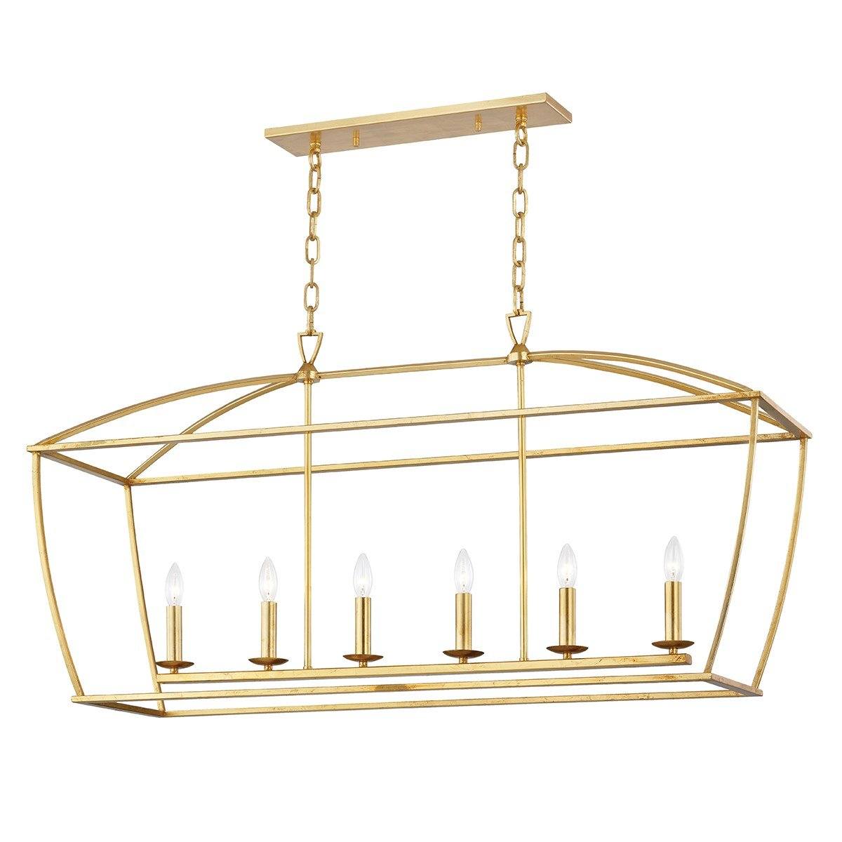Quinn Chandelier Gold Leaf. Front view.