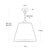 Augustine Outdoor Pendant - Large with dimensions. Dimension view.