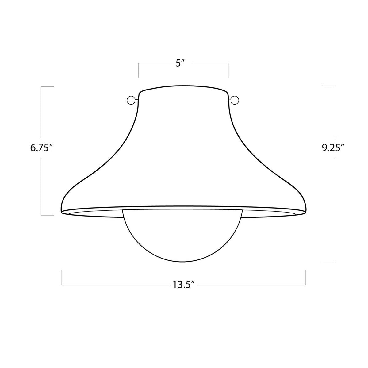 Surfside Wood Flush Mount with dimensions. Dimension view.