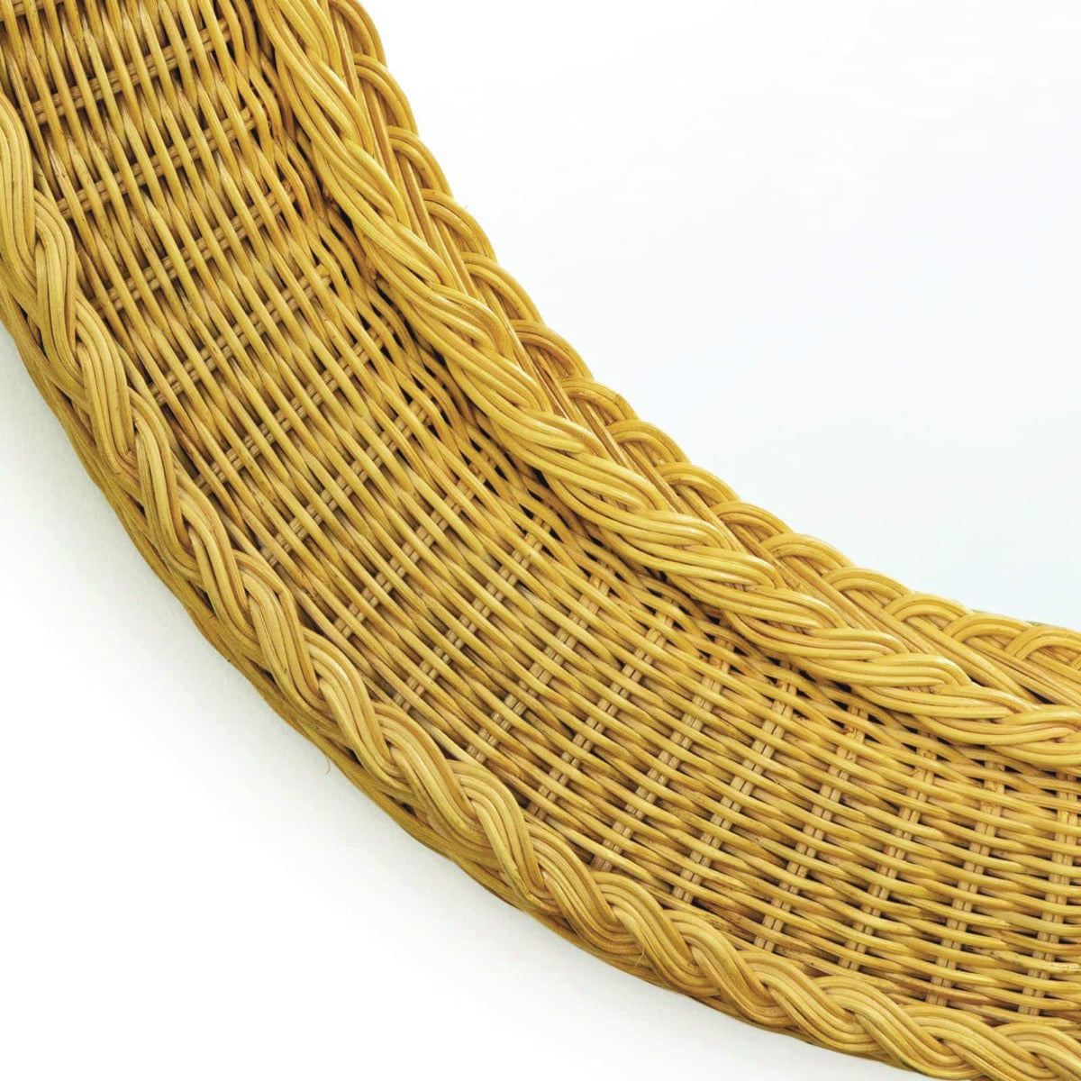 Rhode Rattan Mirror bottom left corner. Detail view.