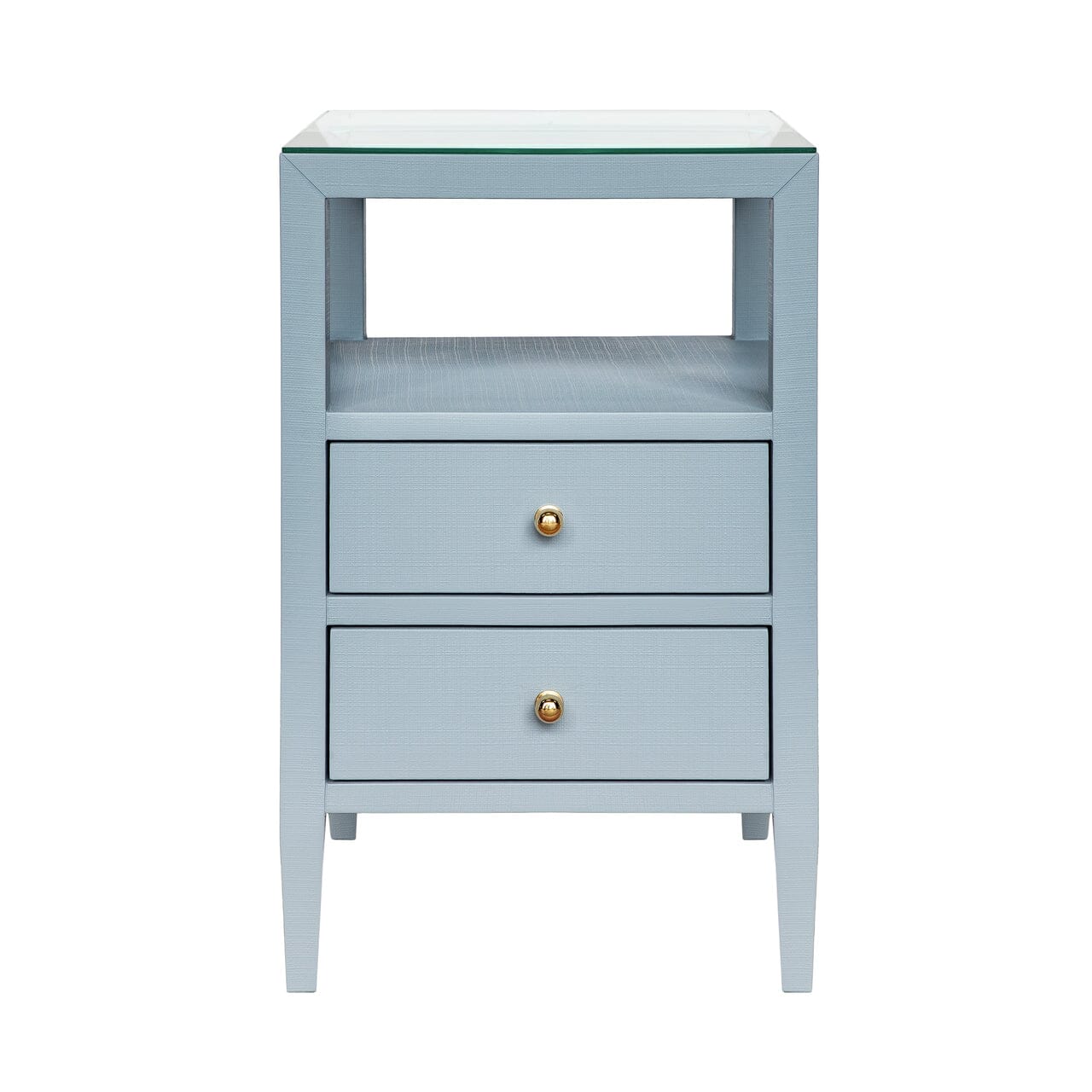 Roscoe Side Table Cabinets & Chests Lt. Blue Linen | Polished Brass
