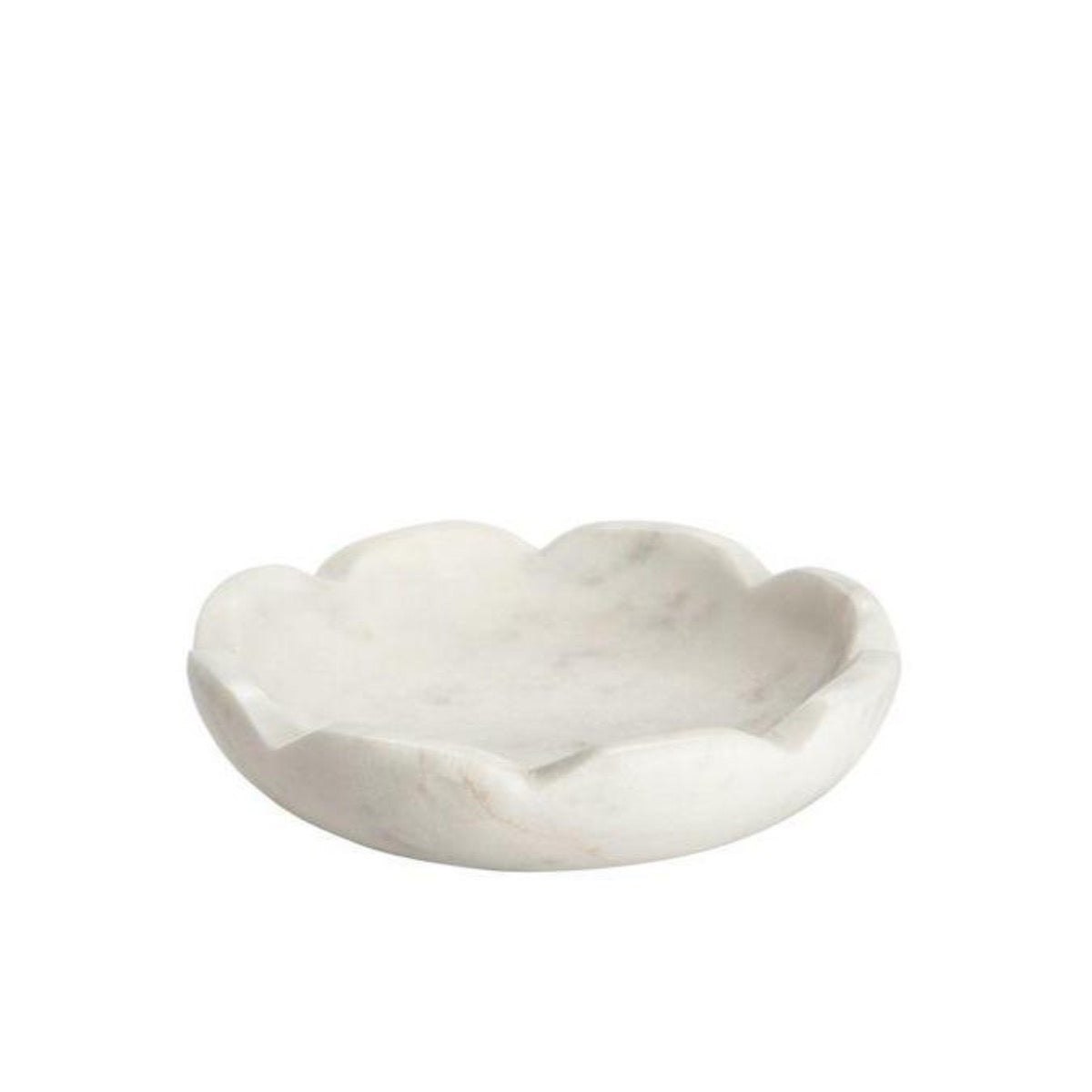Round Marble Scalloped Bowl. Front view.