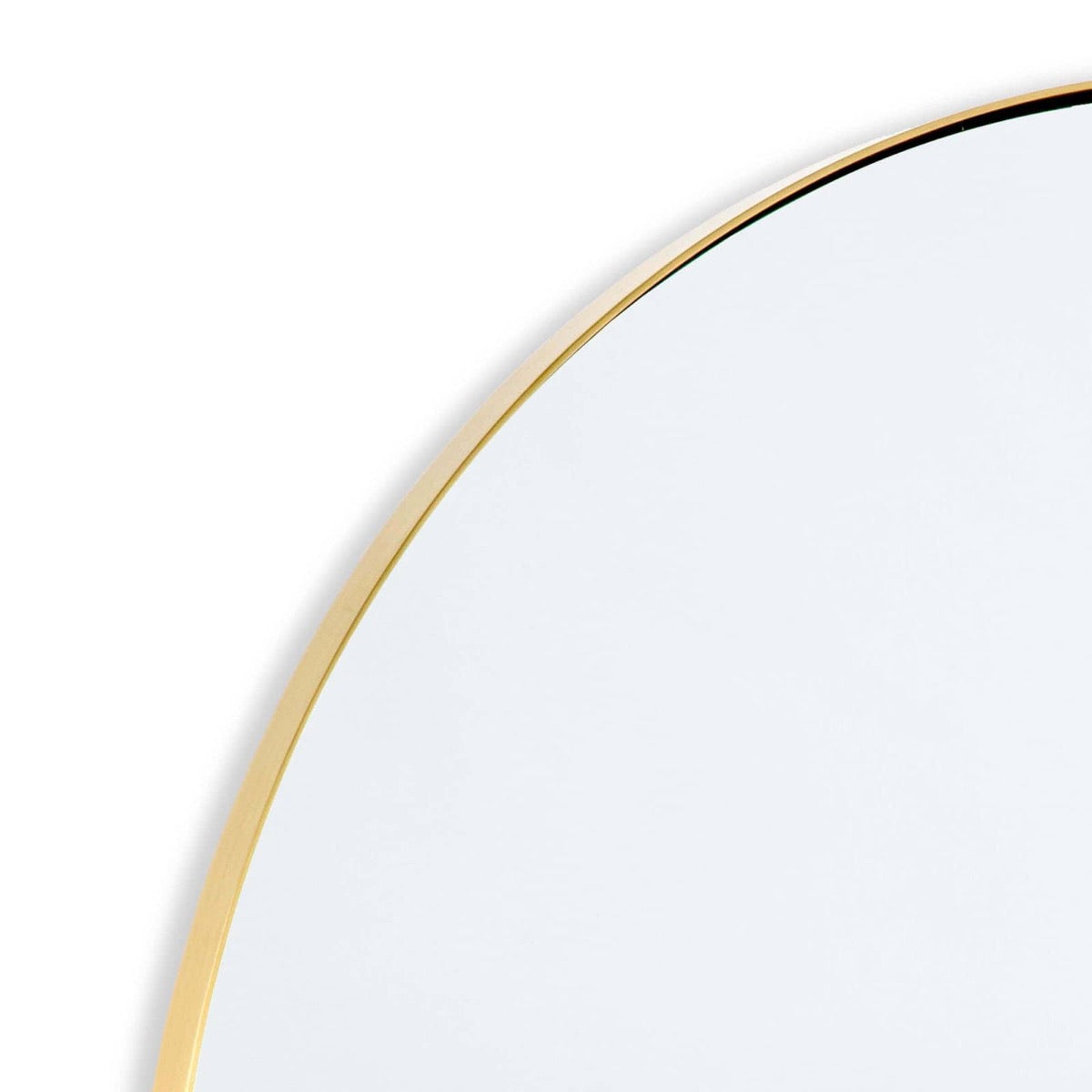 Rowen Mirror Natural Brass upper left corner. Detail view.