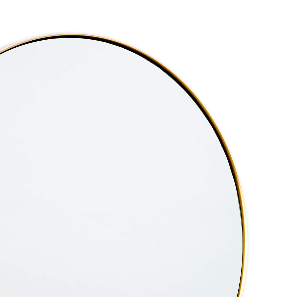 Rowen Mirror Natural Brass upper right corner. Detail view.