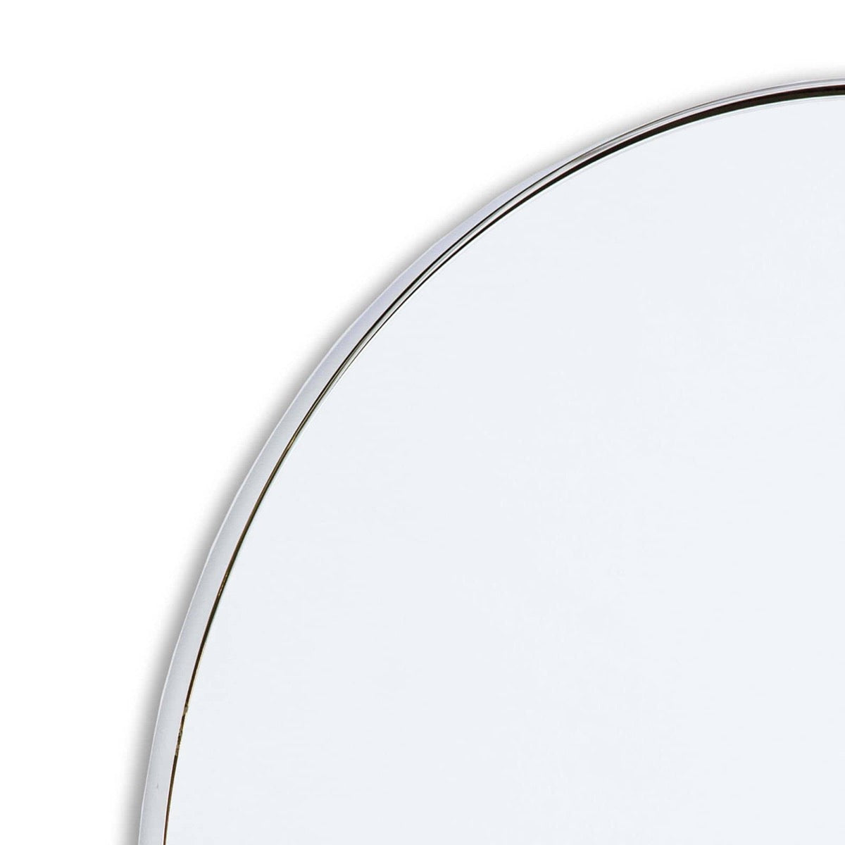 Rowen Mirror Polished Nickel upper left corner. Detail view.