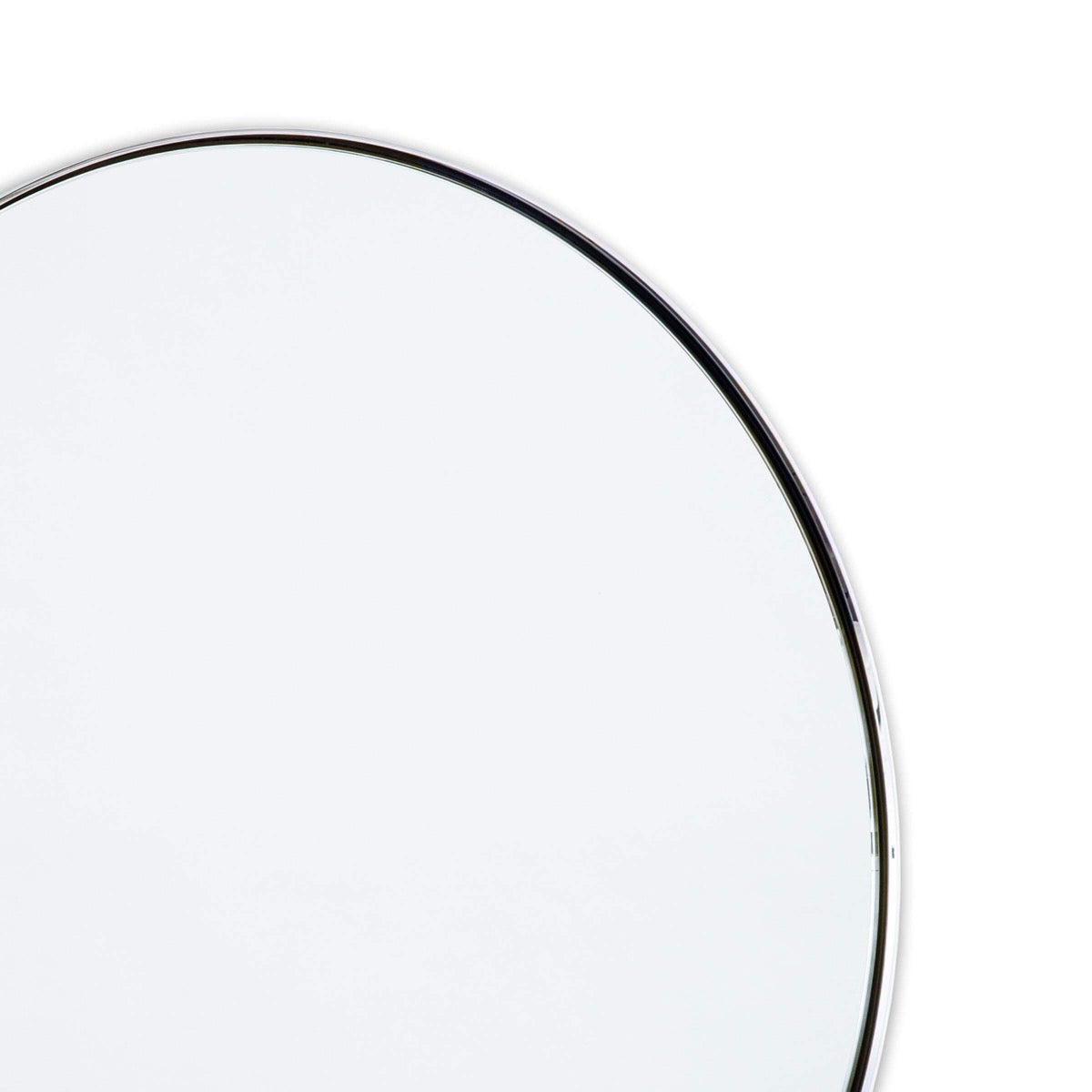 Rowen Mirror Polished Nickel upper right corner. Detail view.