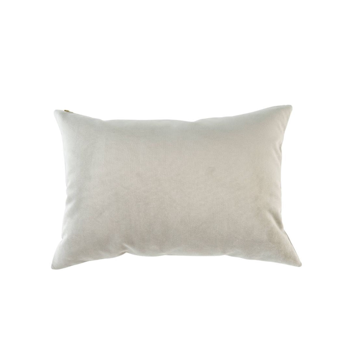 Royal Velvet Lumbar Pillow - Dove Grey. Front view. 