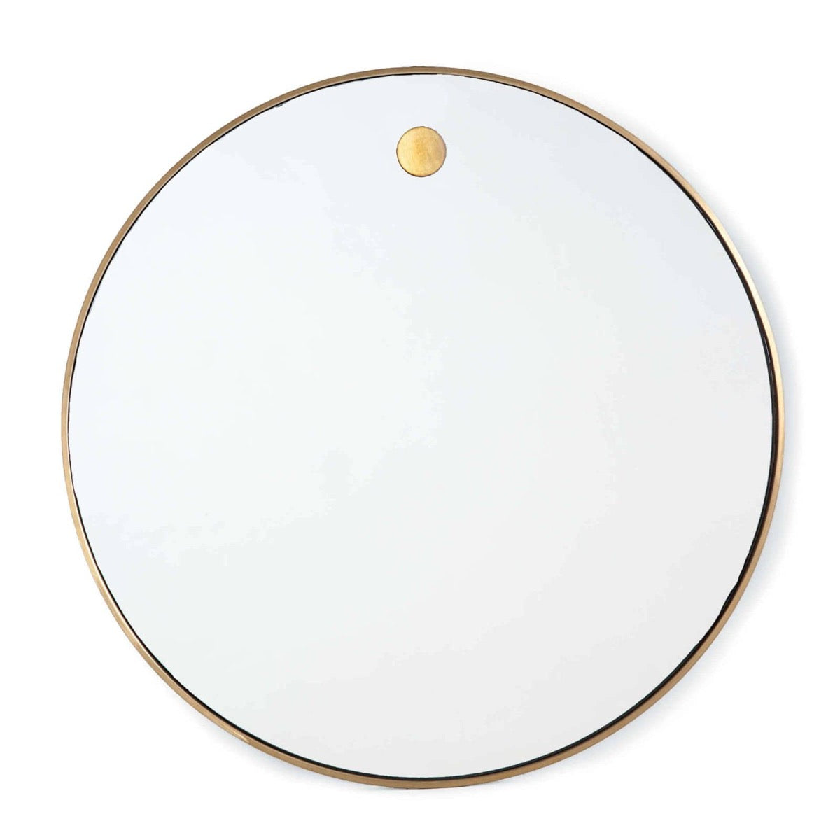 Ruby Circular Mirror Natural Brass. Front view.