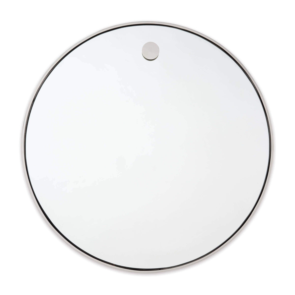 Ruby Circular Mirror Polished Nickel. Front view.