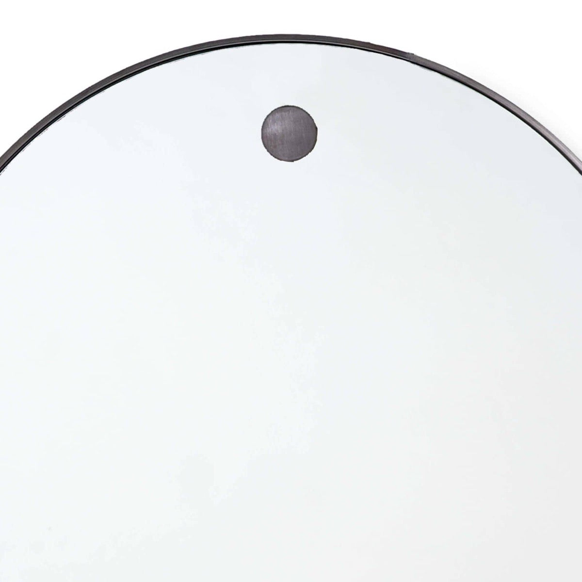 Ruby Circular Mirror top Steel. Detail view.