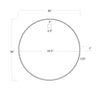 Ruby Circular Mirror with dimensions. Dimension view.