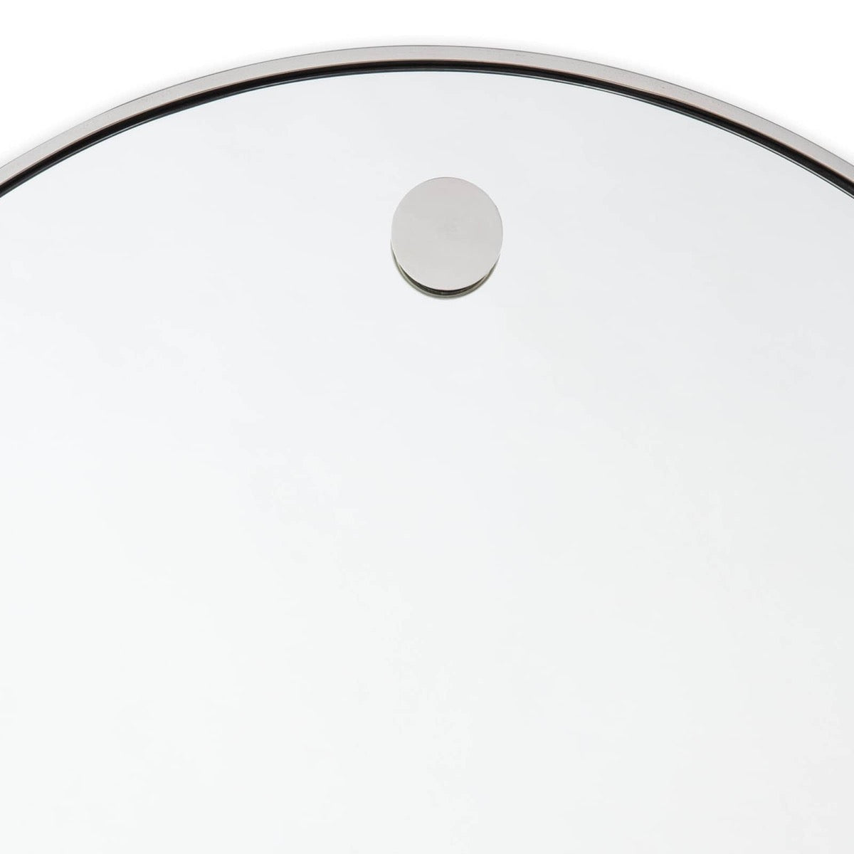 Ruby Circular Mirror top Polished Nickel. Detail view.