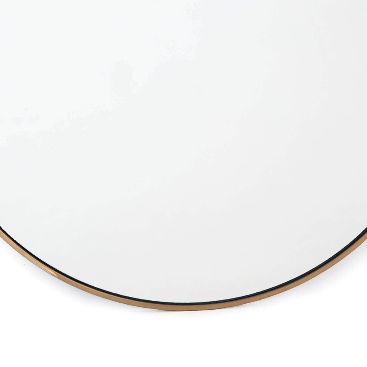 Ruby Circular Mirror bottom Natural Brass. Detail view.