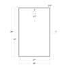 Ruby Rectangle Mirror with dimensions. Dimension view.